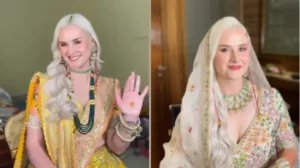 विदेशी डॉक्टर छोरी बनी कश्मीरी दुल्हन, कानों में देझूर पहन फूलों वाले लहंगे में लगी चांद-सी सुंदर